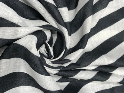 Linen  Cotton fabric black and white stripes 58" wide[17767]