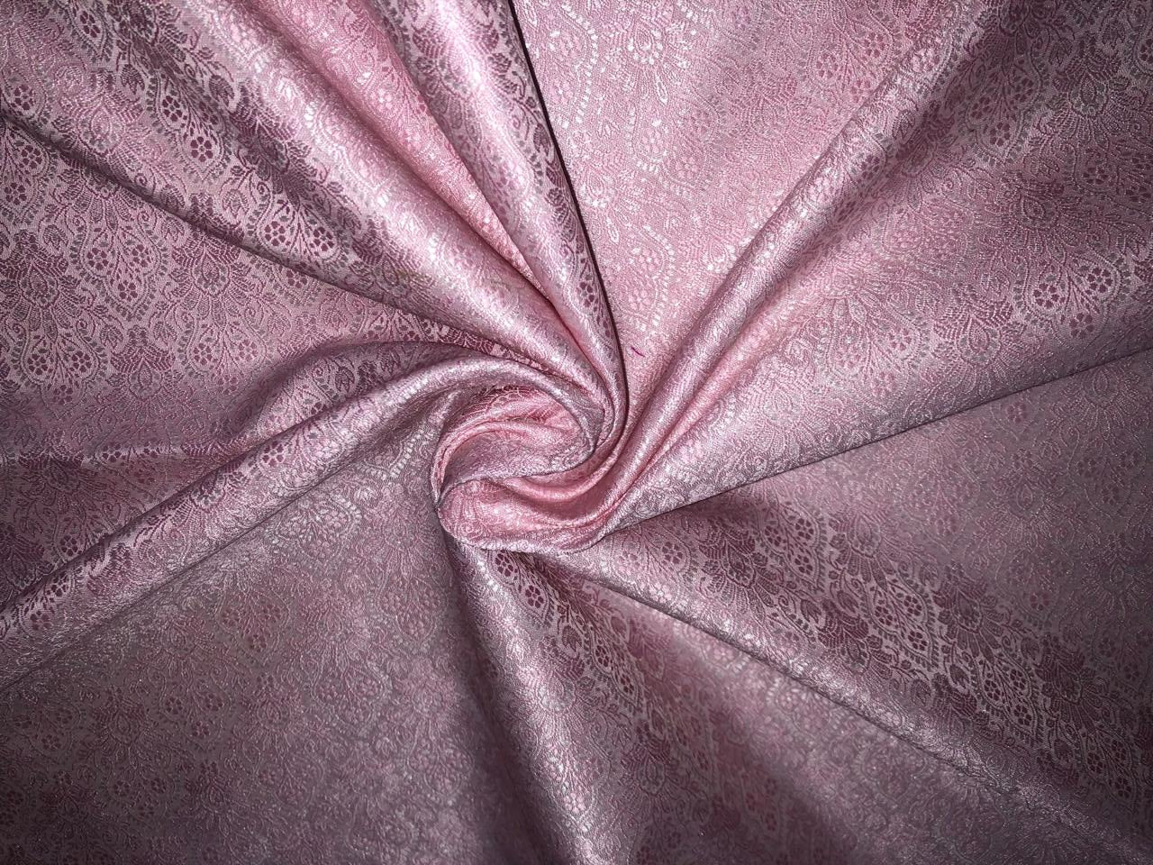 Silk Brocade fabric 44" wide SELF JACQUARD  available in 2 colors pink and white ivory BRO956[4/6]