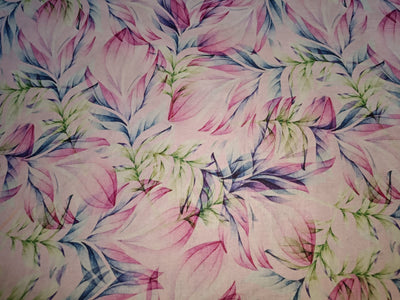 100% linen Floral digital print pastel color floral fabric 44" wide [15299]