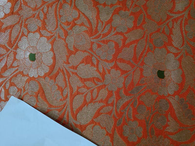 Silk Brocade fabric 44" wide BRO884 available in 4 colors [RED GREEN ORANGE X PINK ORANGE]
