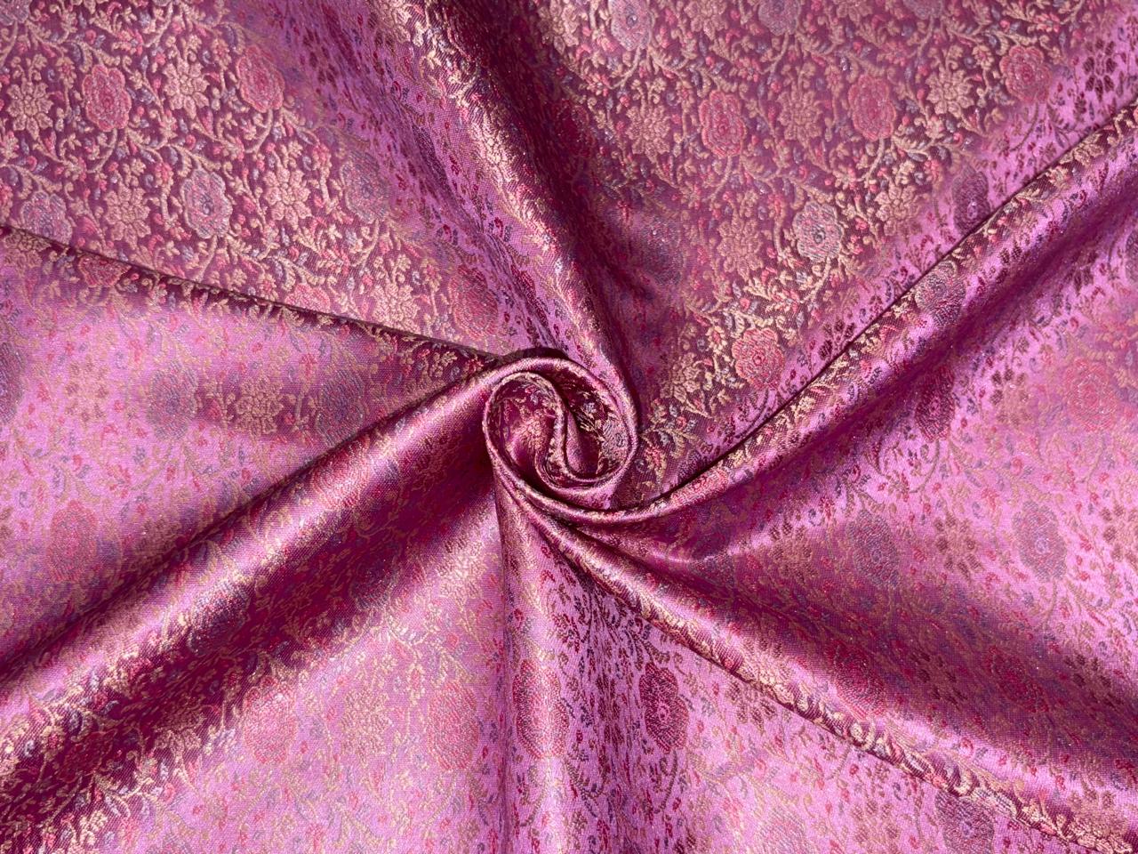 Silk Brocade fabric pinkish lavender intricate floral  BRO1082[3]