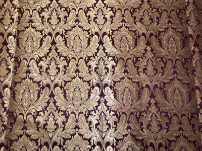 Silk Brocade fabric king khab WINE X METALIC GOLD 44" wide BRO1086[3]