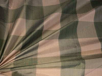 100% Silk tafetta plaids  pastel green,mint green, green and golden cream [tafnewc20roll]