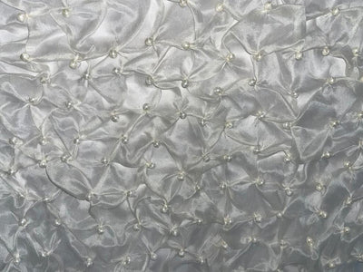Silk organza -IVORY diamond pintuck heavy with PEARLS