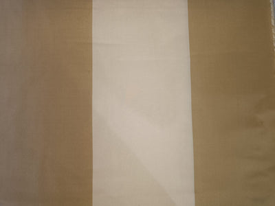 100% Silk Taffeta Fabric Butter Cream & Gold stripes 48" wide TAFS43