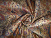 Silk Brocade fabric white gold  with metallic  gold blue and red paisley jacquard COLOR 44" WIDE BRO898[3]