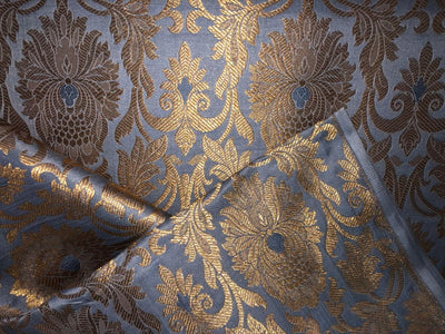 Brocade  Metallic GOLD fabric 44 inch wide available in 8 colors  silver grey,mint green,silver blue,lilac, rose pink,blue,peach and sea green BRO1010
