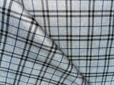 British Tweed Premium Suiting plaids Fabric 58" wide available in two colors grey and navy / grey and black