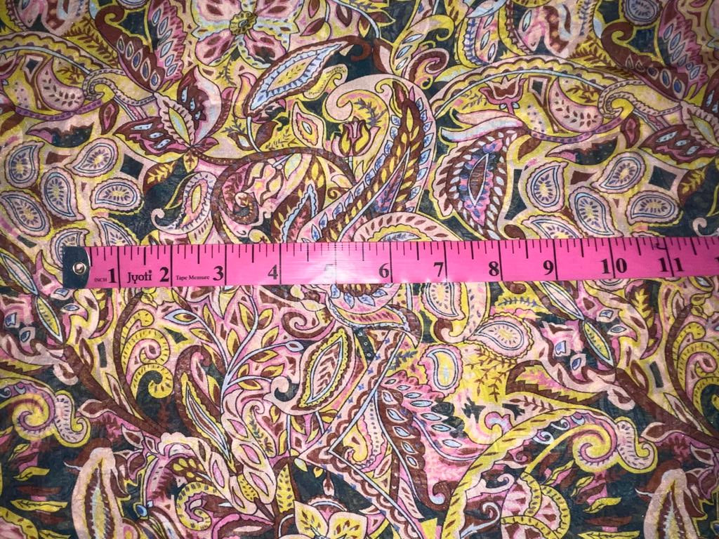 Silk Flat chiffon fabric -40 gram{11 mm} paisley print 44&quot; wide minimum order 10 yards