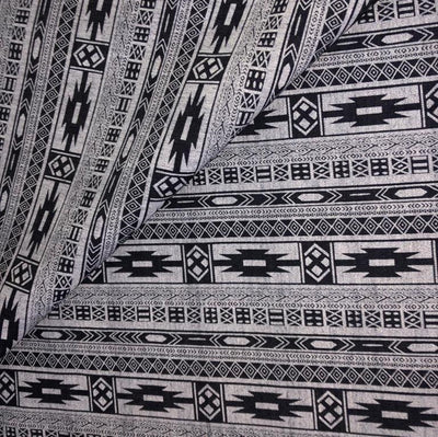 100% Cotton Denim Fabric 58" wide GREY/BLACK ABSRACT DESIGN [15576]