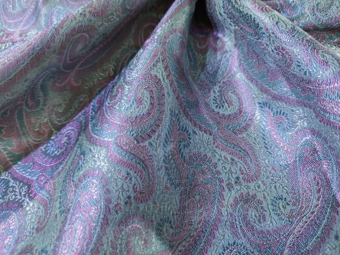Silk Brocade fabric 44" wide available in two colors Peach / Pink and Blue and Blue /Pink and Green BRO886