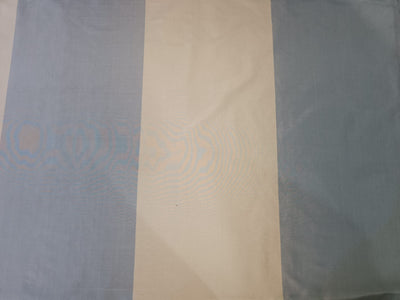100% Pure Silk Taffeta Fabric Blueish Grey &Cream colour stripes 54" wide Taf#S46