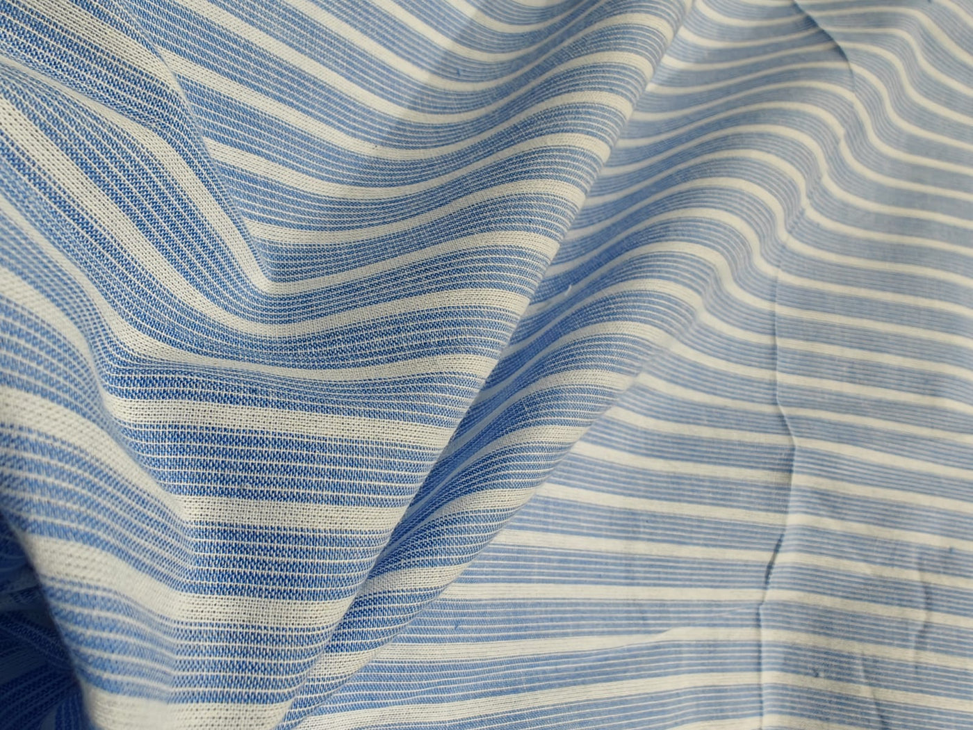 100% Cotton STRIPES  58" wide available in 4 colors MANGO/WHITE,DENIM BLUE/WHITE/WHITE WITH 2 BLUESTRIPE AND WHITE WITH BLUE PIN STRIPE