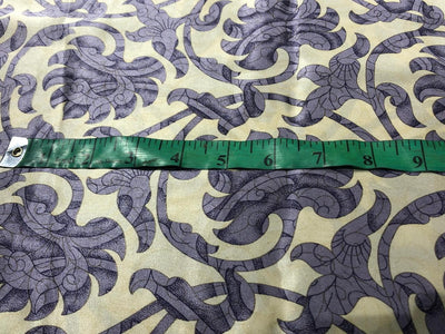 100% PURE SILK 80 GRAMS  SATIN PRINTED 44"WIDE FABRIC FLORAL PRINTED available in 2 colors  BLACK WITH GOLD and CREAM WITH LILAC [16944/48]