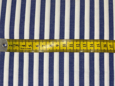 100% Cotton Chambray denim blue and white color horizontal  stripe 58" wide [18526]