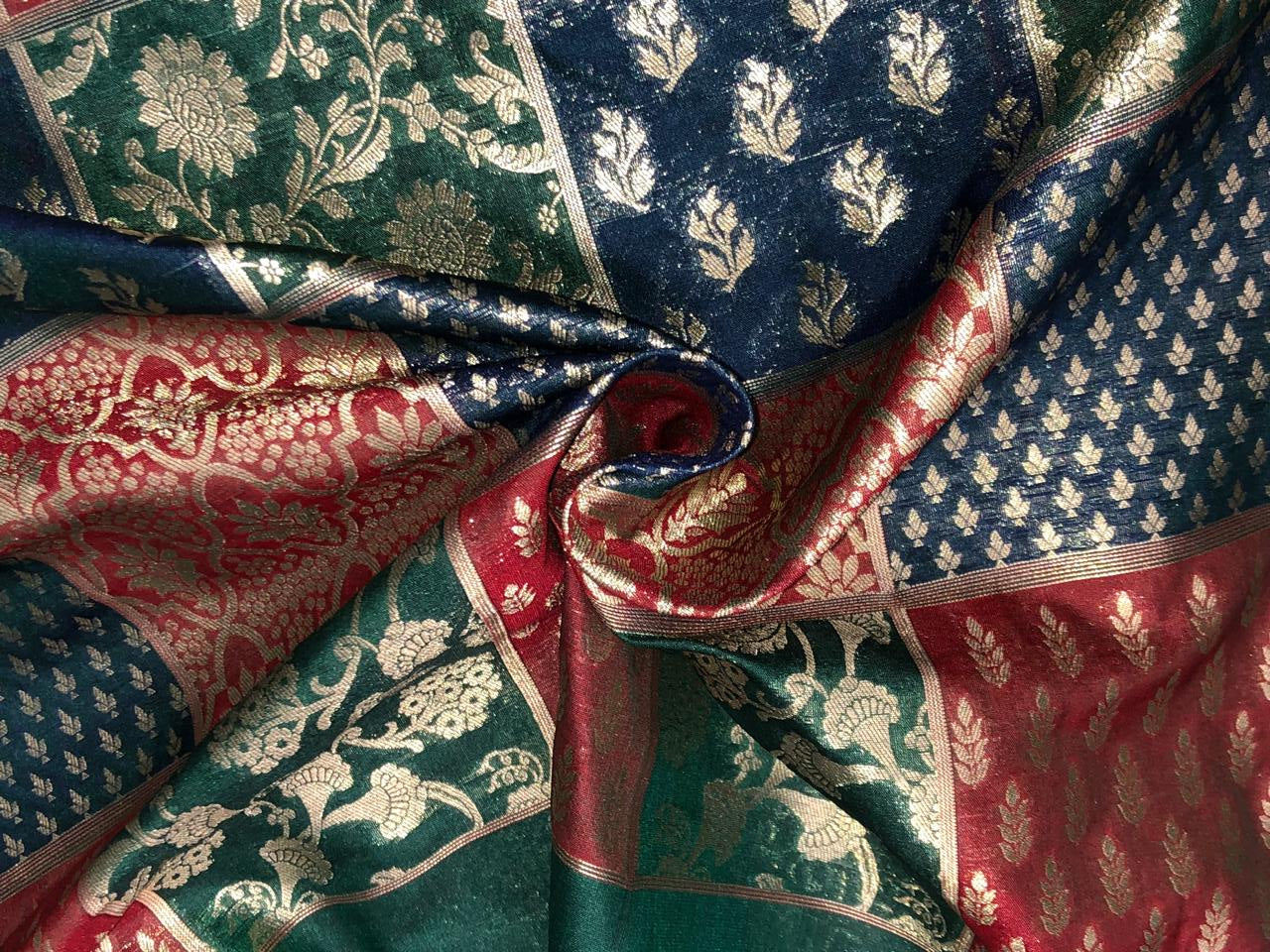 Silk Brocade fabric multi colors of  jacquard BRO1071 available in 8 different color combinations[BRO1071[]