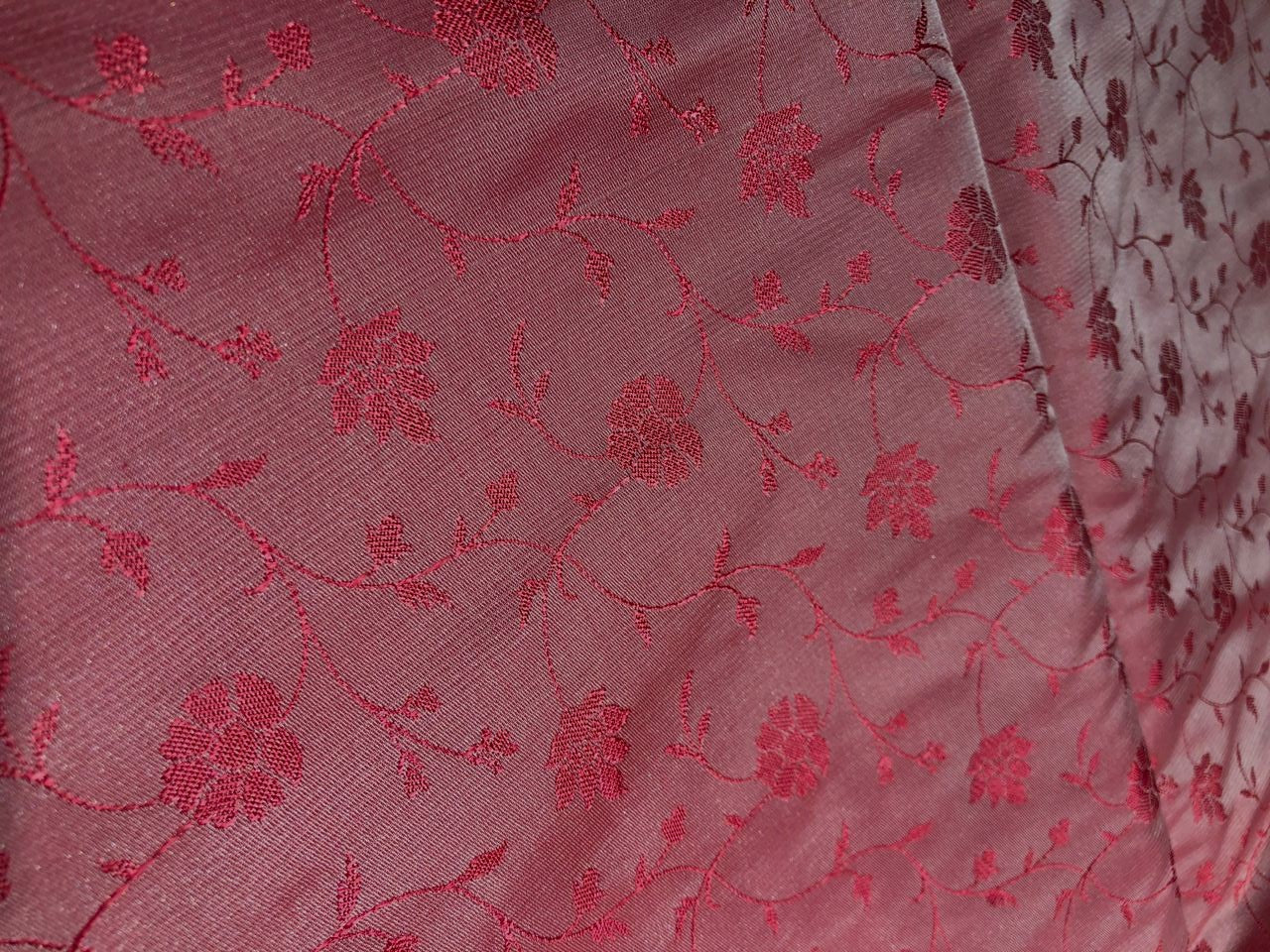 Silk Brocade fabric color coral with self  floral vines jacquard 44" wide BRO1055[3]