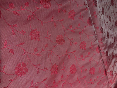 Silk Brocade fabric color coral with self  floral vines jacquard 44" wide BRO1055[3]
