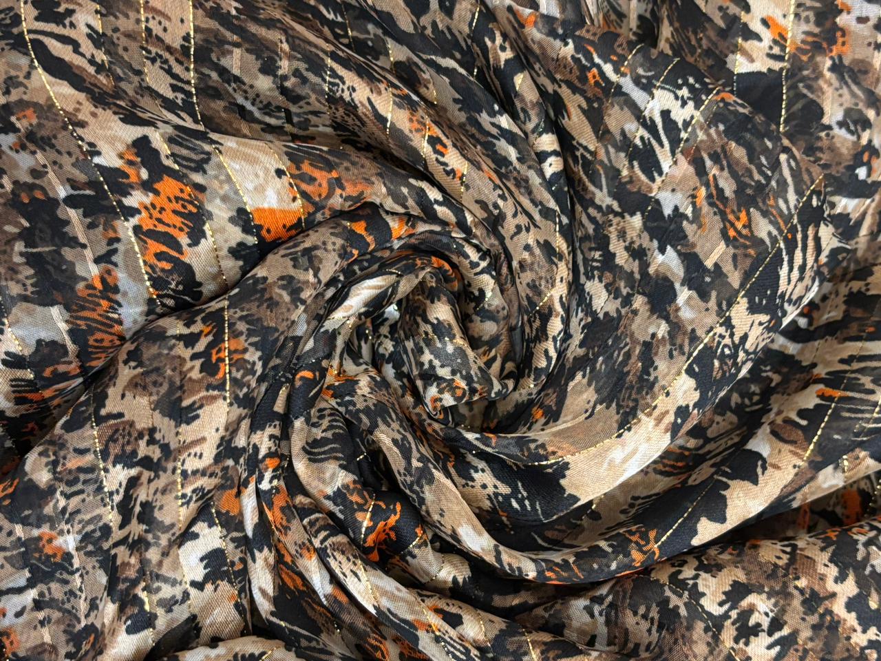 Chiffon Satin stripe  fabric 44" wide available in two designs paisley and animal print