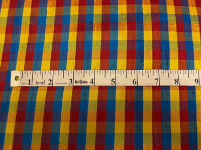 100% silk dupion multi color Plaids fabric 44" DUPNEWC33[2]