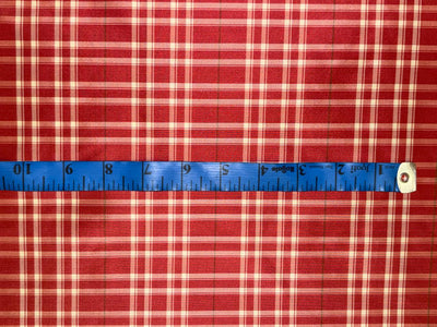 Silk Taffeta Fabric coral ivory plaids 54” Wide (TAFC71)