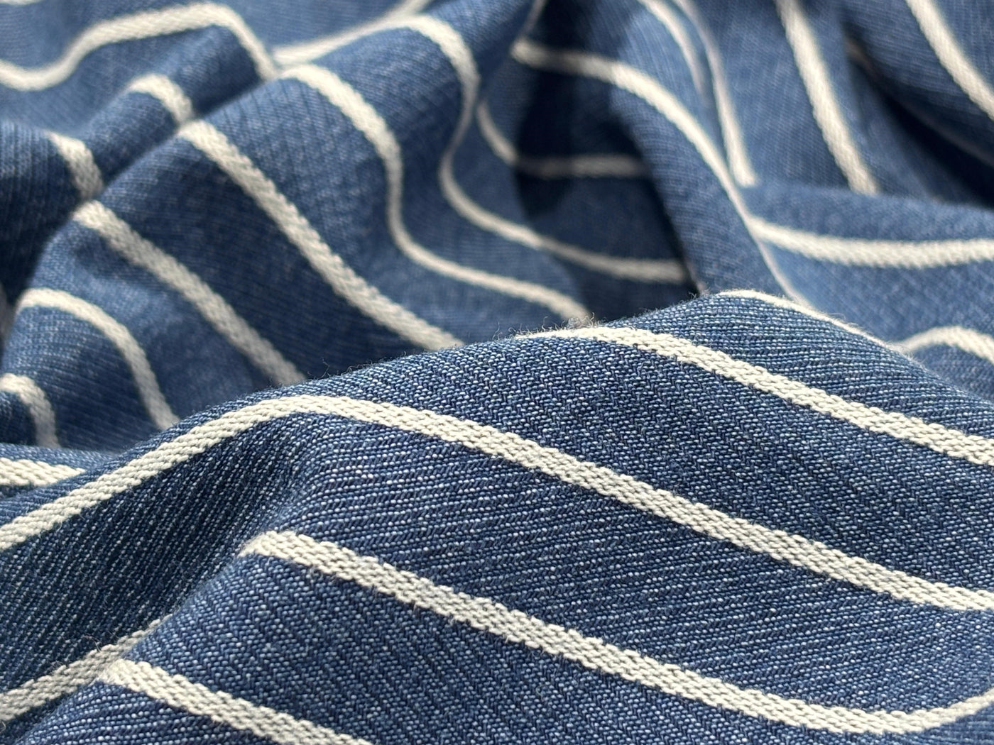 Denim 100% Cotton Yarn Dyed Stripes Woven with a classic twill weave [17763]
