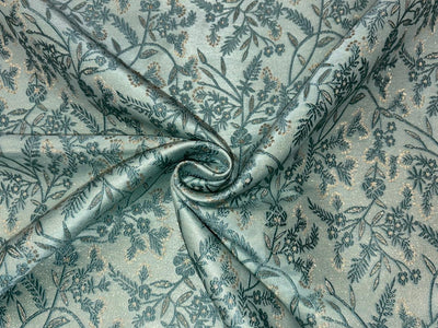 Silk Brocade fabric available in 2 colors mint and peach floral vines subtle shimmer  BRO1079[1/2]