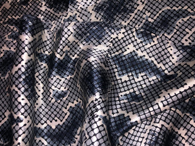 100% Pure Silk Satin 80 grams 54"Wide Fabric abstract print  available in 2 colors black and brown  [18285/86]