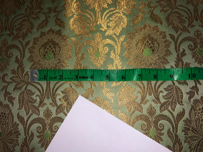 Brocade  Metallic GOLD fabric 44 inch wide available in 8 colors  silver grey,mint green,silver blue,lilac, rose pink,blue,peach and sea green BRO1010