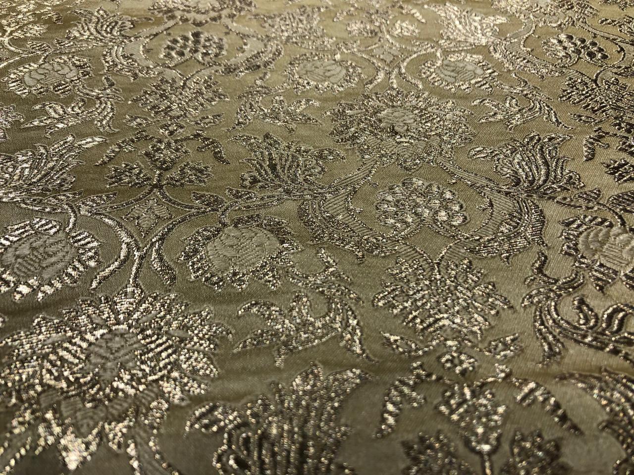 Silk Brocade fabric gold color with metallic gold jacquard 44" wide BRO931[5]