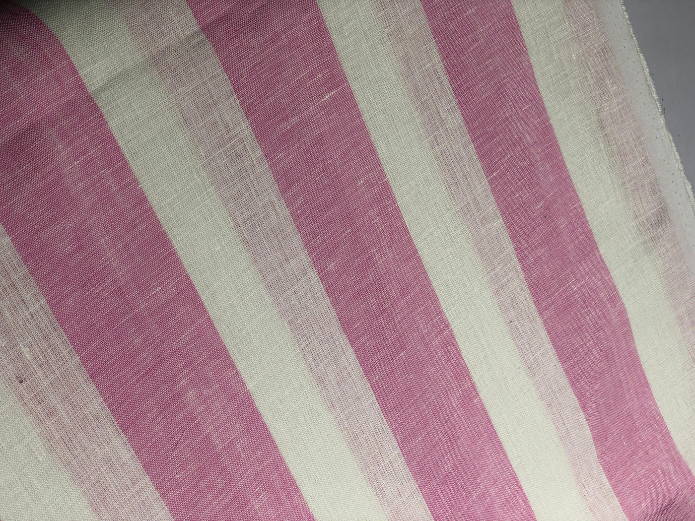 100% linen stripe camel color with coral stripes 40 LEA 58" wide [17450]