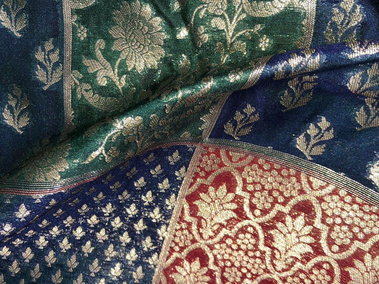 Silk Brocade fabric multi colors of  jacquard BRO1071 available in 8 different color combinations[BRO1071[]