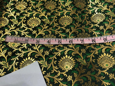 Silk Brocade fabric with metallic gold jacquard 44" wide BRO934 Available in 2 colors green and orange