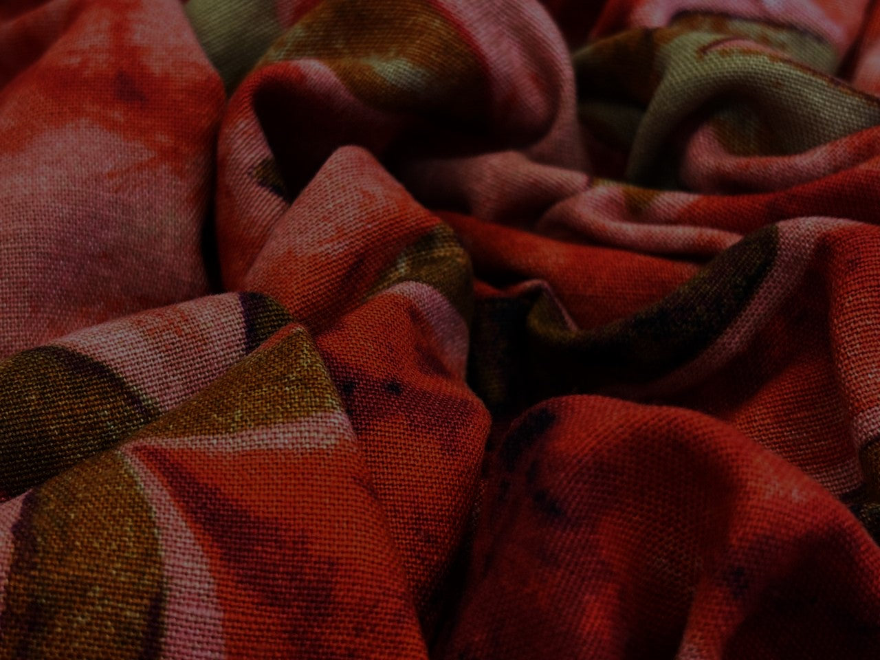 Linen Print red with star fish  vacation/beach print 58" wide [18279]