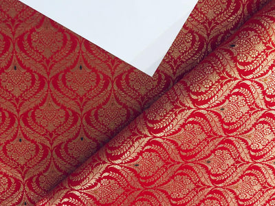 Brocade  Metallic GOLD fabric 44 inch wide available in 4 colors RED,TEAL,CADBURY PURPLE AND DEEP EGGPLANT PURPLE   BRO1011