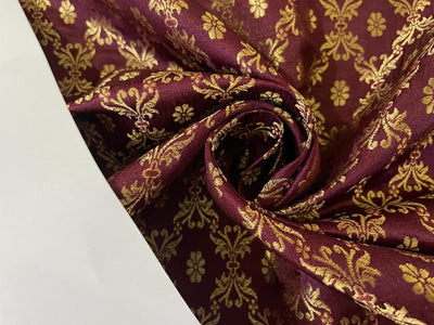 Silk Brocade fabric  44" wide BRO905 available in 6 colors [EMERALD GREEN/ BLUEISH GREY /BLACK/ WINE /RED/ MANGO YELLOW][15485/15487