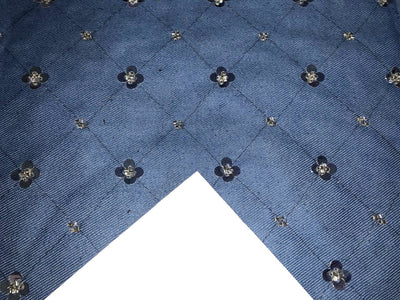100% Cotton Denim Fabric 58" wide WITH FLORAL SILVER SEQUENCE  available in 3 COLORS  [DENIM BLUE , BLACK AND STEEL BLUE ]