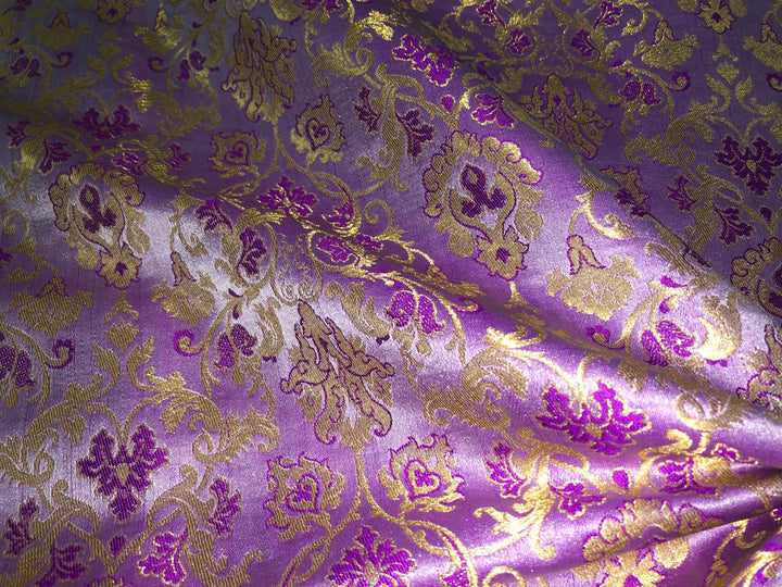 Silk Brocade fabric with gold jacquard 44