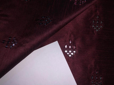 Silk Brocade fabric MIRROR WORK embroidery 50" wide BRO912[1/2]available in 2 colors [green and burgundy]