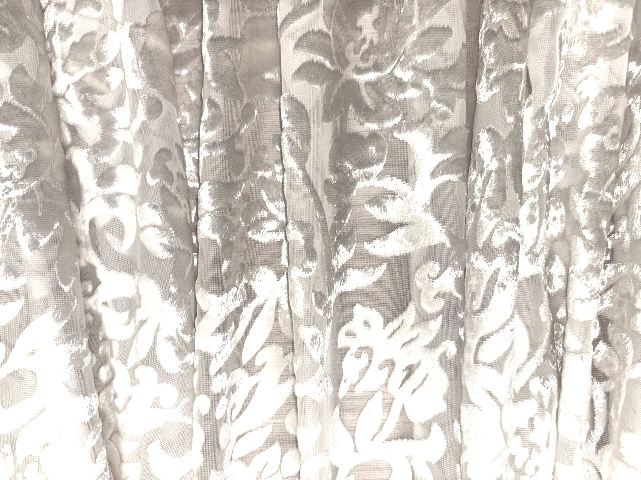 White Devore Viscose Burnout Velvet fabric ~ 44" wide available in 3 designs floral vines, abstract rose and floral [18291/92/93]