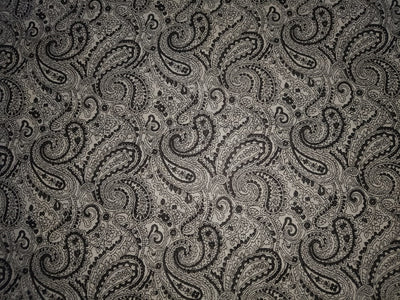 LINEN-dark paisley print black and white [8198]