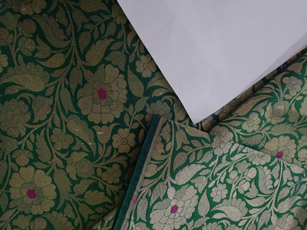 Silk Brocade fabric 44" wide BRO884 available in 4 colors [RED GREEN ORANGE X PINK ORANGE]