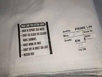 Prime  Linen  white  fabric 44" wide