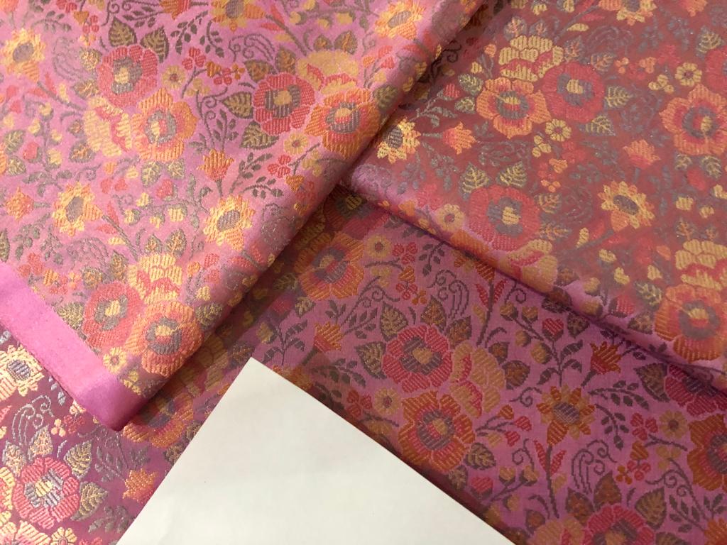 Silk Brocade fabric 44" wide Floral Jacquard available in 5 colors BRO 919 NAVY, GREEN ,DEEP BURGANDY,GOLD,RED[15714-15718]