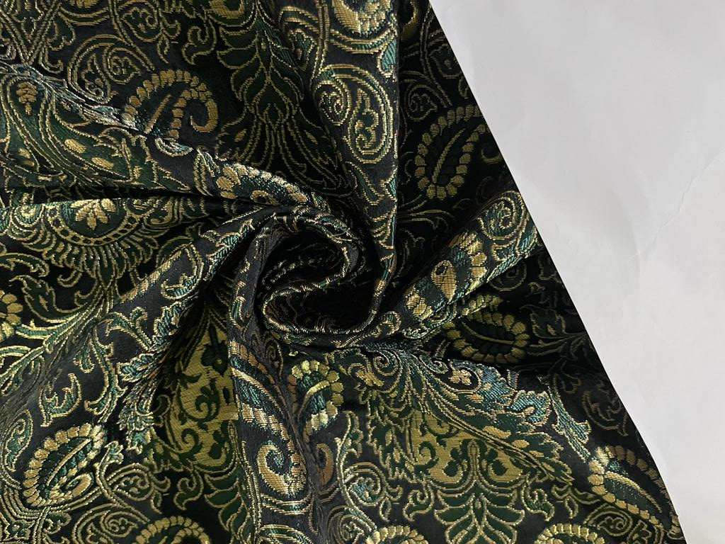 Silk Brocade Fabric Metallic Gold,Green & Black color 34" wide BRO273[3]