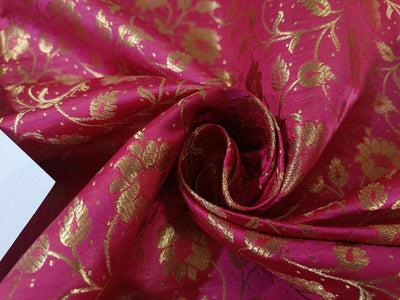 Silk Brocade fabric CANDY PINK X METALIC GOLD jacquard  44" wide BRO895A[1]