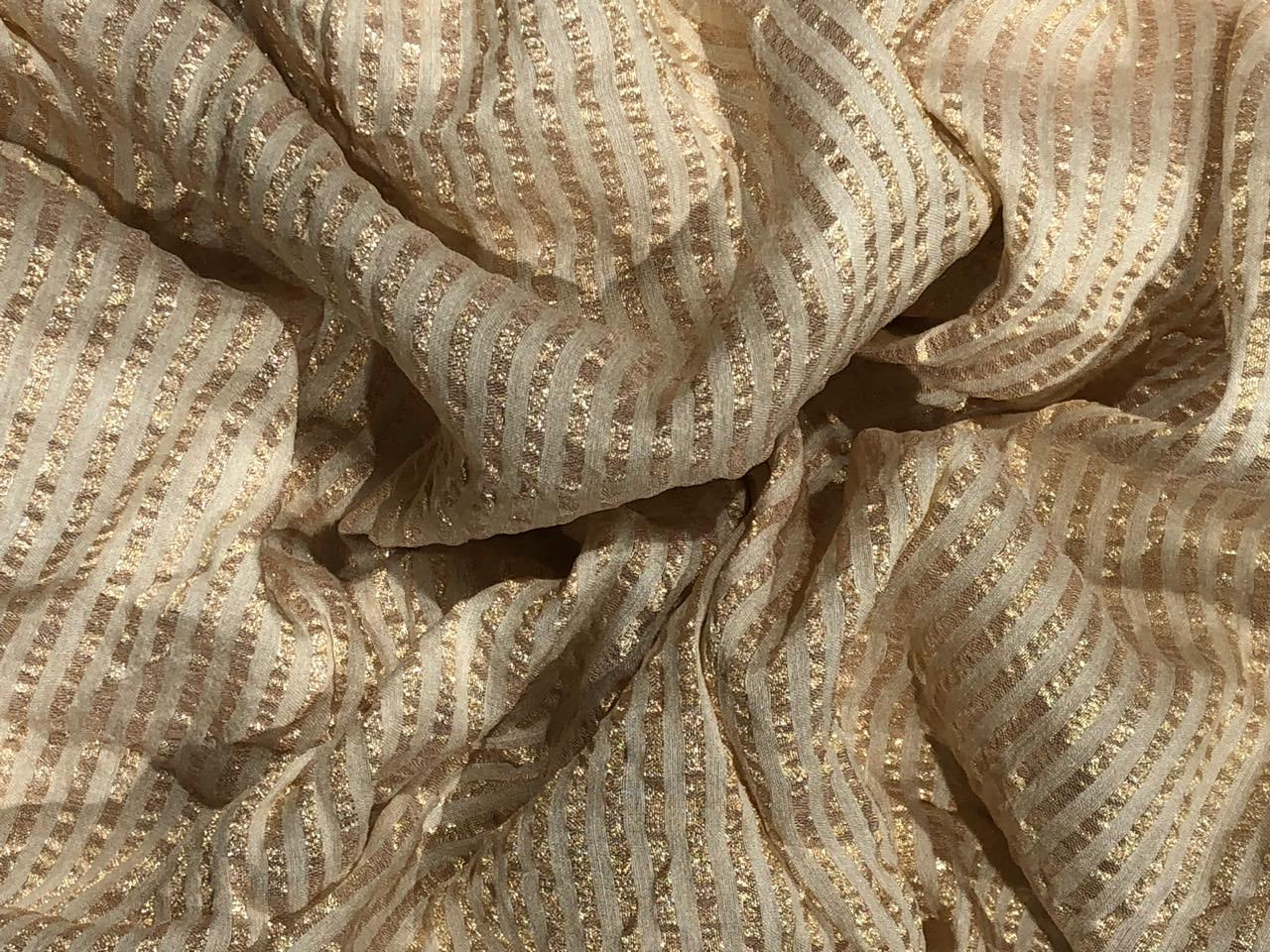 SILK  Crushed MUGA SILK TISSUE STRIPES GOLD [17709]