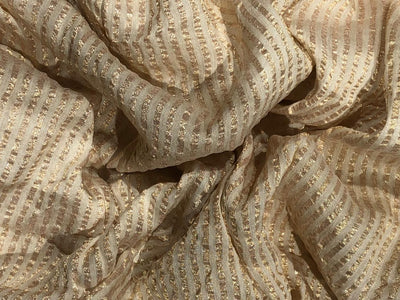 SILK  Crushed MUGA SILK TISSUE STRIPES GOLD [17709]