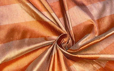 SILK Dupioni FABRIC Shades of Orange color Stripes DUPS27[1]