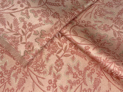 Silk Brocade fabric available in 2 colors mint and peach floral vines subtle shimmer  BRO1079[1/2]